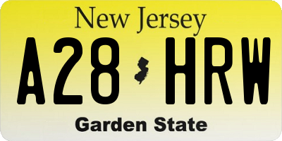 NJ license plate A28HRW