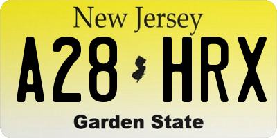 NJ license plate A28HRX