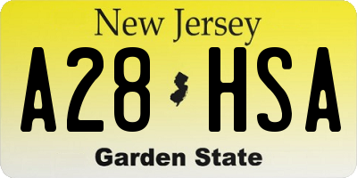 NJ license plate A28HSA