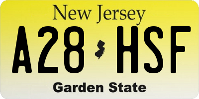 NJ license plate A28HSF