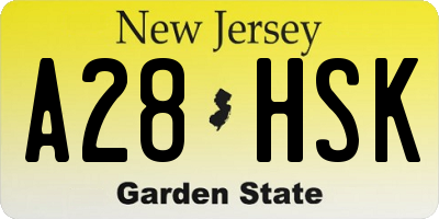 NJ license plate A28HSK