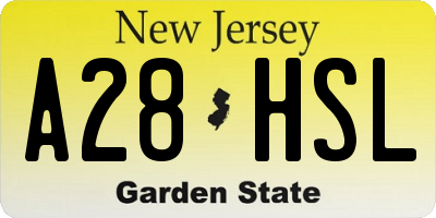NJ license plate A28HSL