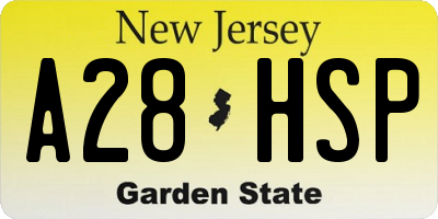 NJ license plate A28HSP