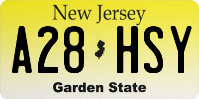 NJ license plate A28HSY