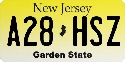NJ license plate A28HSZ