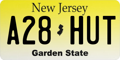 NJ license plate A28HUT