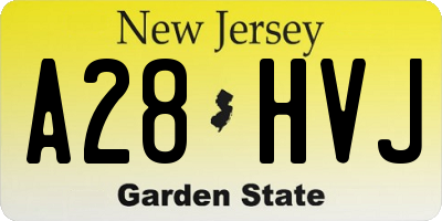 NJ license plate A28HVJ