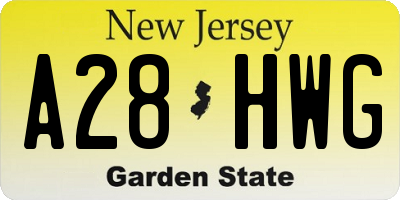 NJ license plate A28HWG