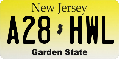 NJ license plate A28HWL