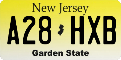 NJ license plate A28HXB