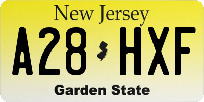 NJ license plate A28HXF