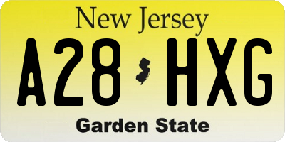 NJ license plate A28HXG