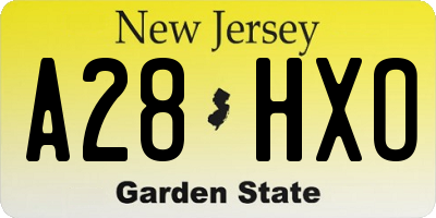 NJ license plate A28HXO