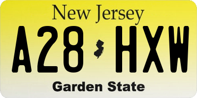 NJ license plate A28HXW