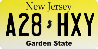 NJ license plate A28HXY