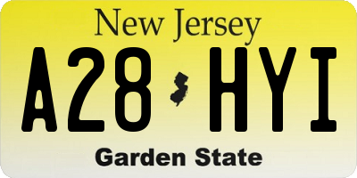 NJ license plate A28HYI