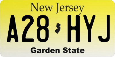 NJ license plate A28HYJ