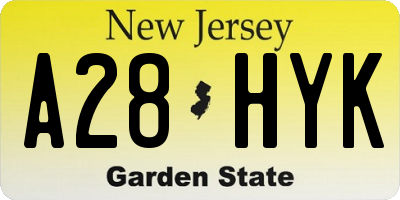 NJ license plate A28HYK