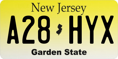 NJ license plate A28HYX