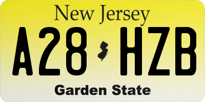 NJ license plate A28HZB
