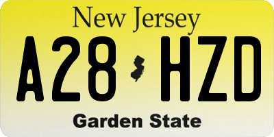 NJ license plate A28HZD