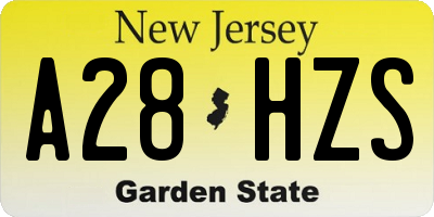 NJ license plate A28HZS
