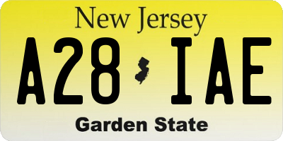 NJ license plate A28IAE