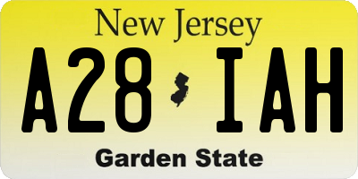 NJ license plate A28IAH