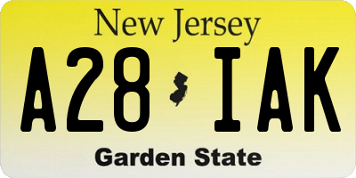 NJ license plate A28IAK