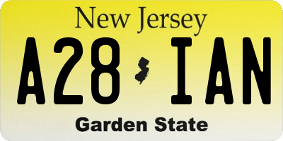 NJ license plate A28IAN