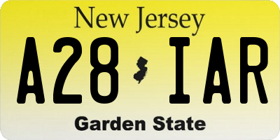 NJ license plate A28IAR