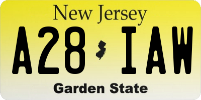 NJ license plate A28IAW