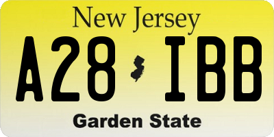 NJ license plate A28IBB