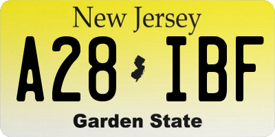 NJ license plate A28IBF