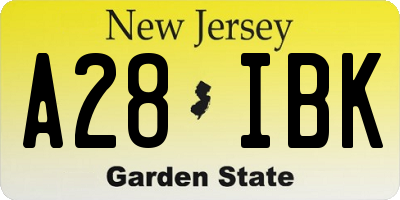 NJ license plate A28IBK
