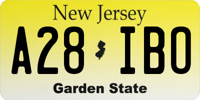 NJ license plate A28IBO