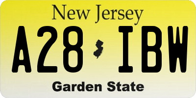 NJ license plate A28IBW