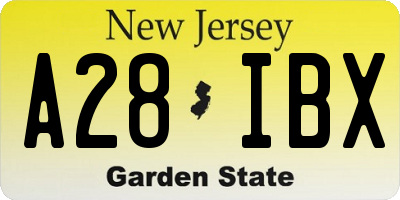 NJ license plate A28IBX