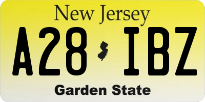 NJ license plate A28IBZ