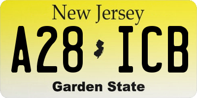 NJ license plate A28ICB