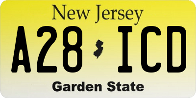 NJ license plate A28ICD