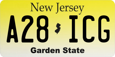 NJ license plate A28ICG