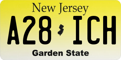 NJ license plate A28ICH