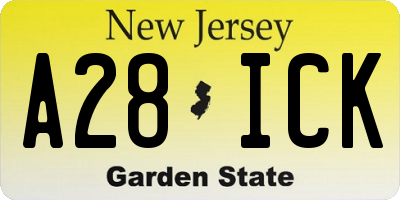 NJ license plate A28ICK