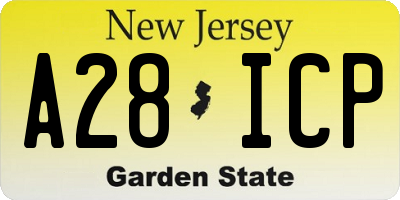 NJ license plate A28ICP