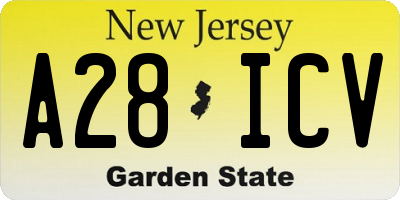 NJ license plate A28ICV