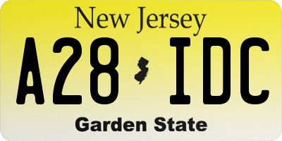NJ license plate A28IDC