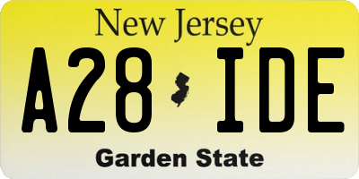 NJ license plate A28IDE