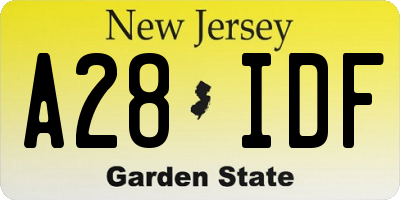 NJ license plate A28IDF
