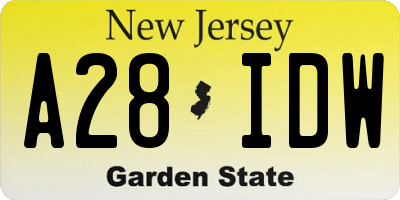 NJ license plate A28IDW